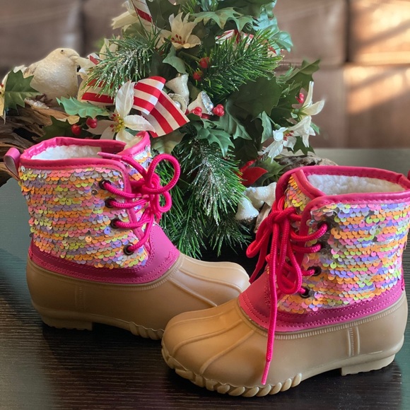Shoeroom21 boutique Other - NEW**KIDS SEQUIN LACE UP DUCK BOOTS
